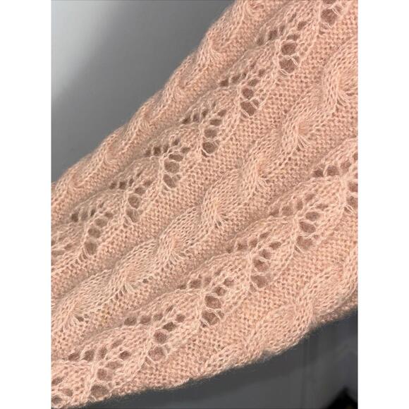 Hingham square Peach Mohair Wool Blend Button Up Medium Cable In - Picture 4 of 6